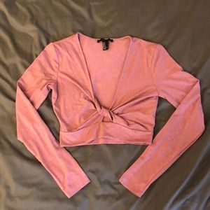 Forever 21 long sleeve twist front crop top